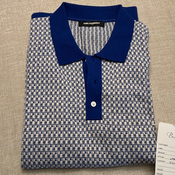 KARL LAGERFELD PARIS - Men’s M Jacquard Knit Sweater Polo w/Contrast Placket - Picture 2 of 7